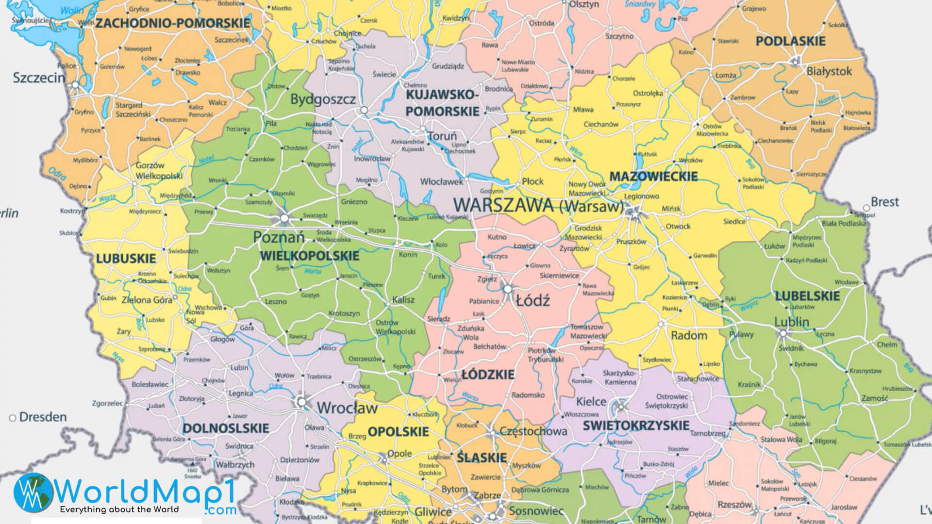 Ücretsiz Yazdırılabilir Polonya Haritası